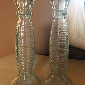 Depression Era VINTAGE candlestick holder/vase, Pair